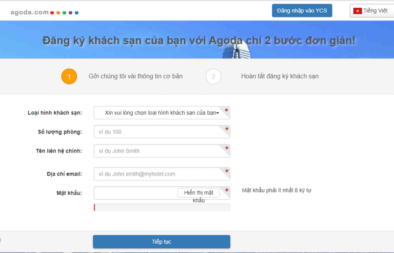 Hướng dẫn đăng ký bán phòng trên Agoda